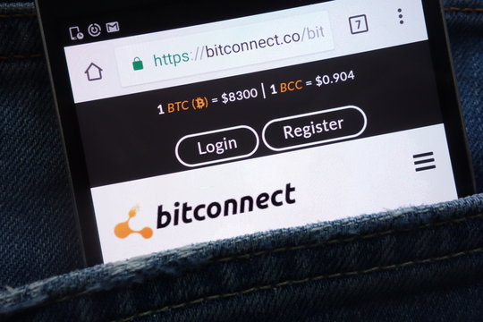 A smartphone displaying the bitconnect website
