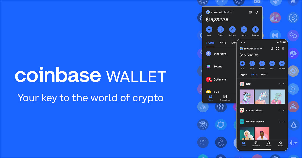 The landing page of the crypto hot wallet: Coinbase wallet