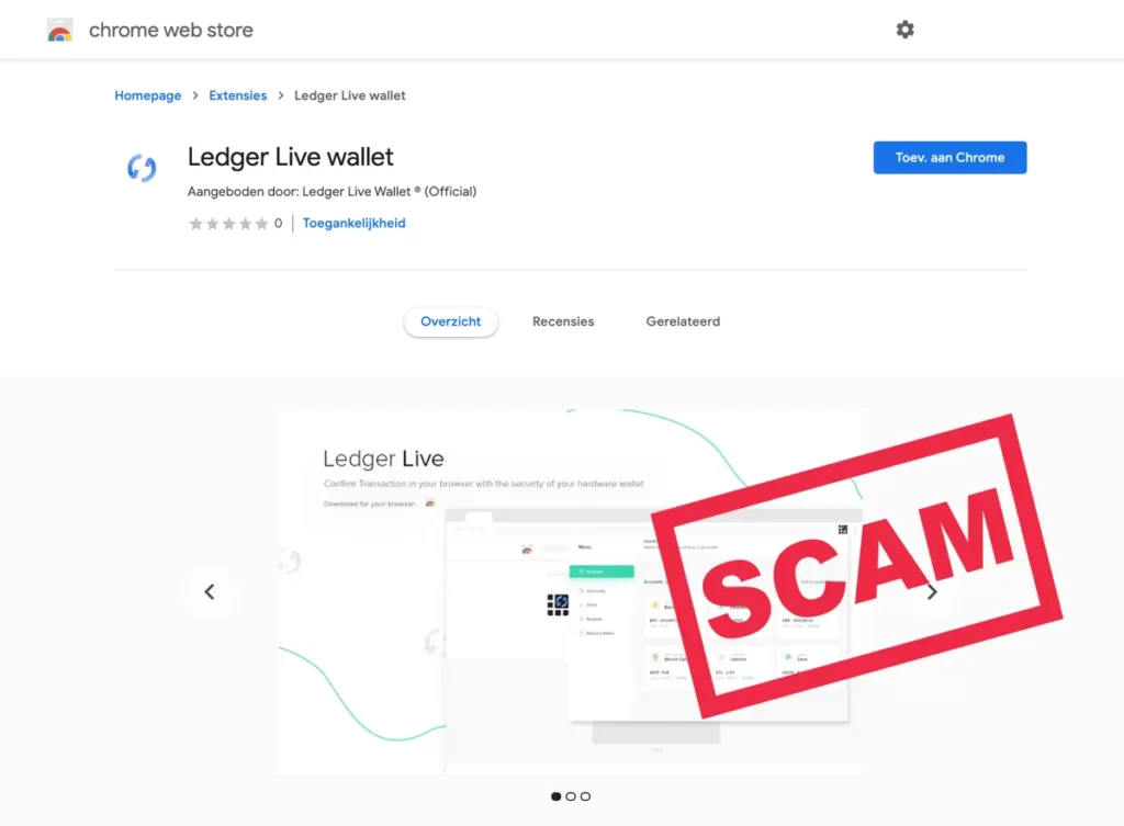 chrome app scam Ledger Live