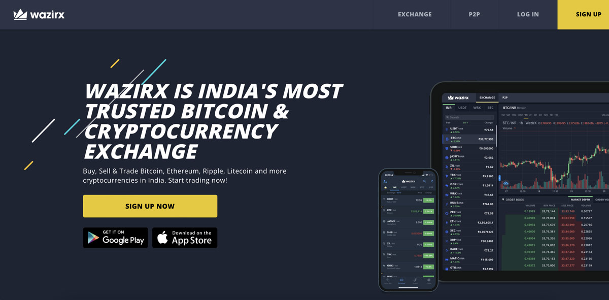 Dashboard of the Indian crypto exchange, founded by Nischal Shetty