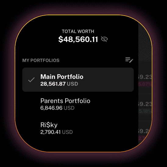 Crypto Portfolios on the Delta app 