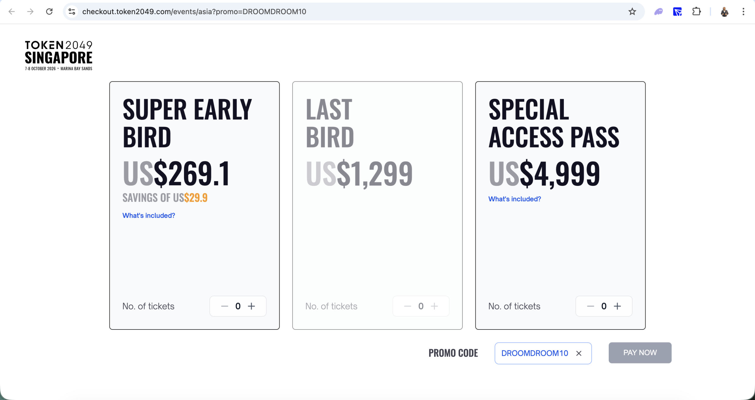 Token2049 promo code SG