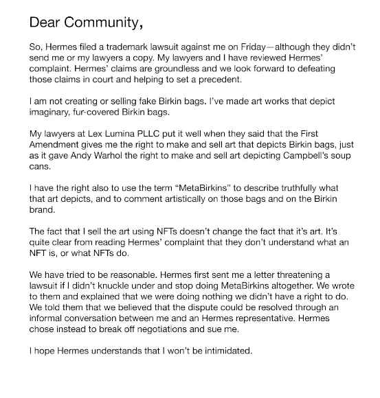 Community letter