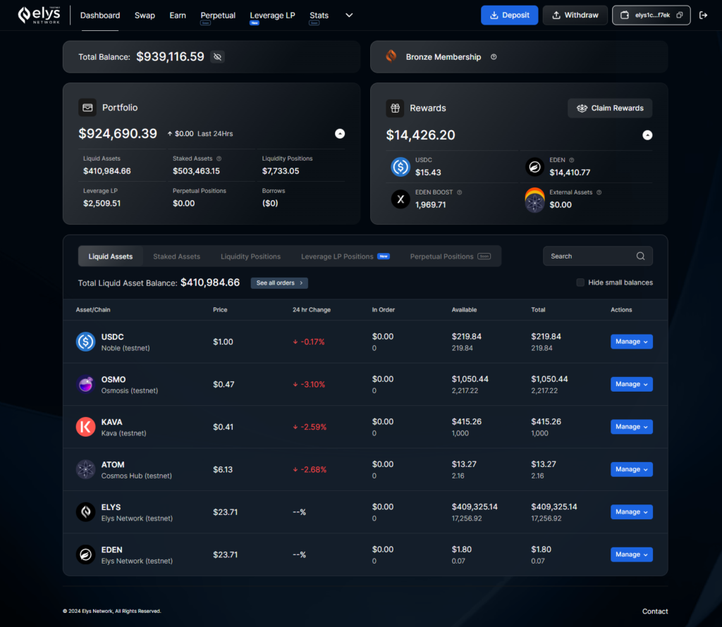 elys network UI