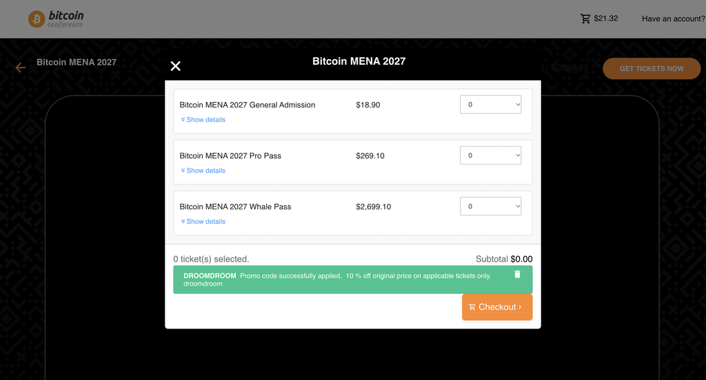 Bitcoin MENA Promo Code: DROOMDROOM [10% OFF]