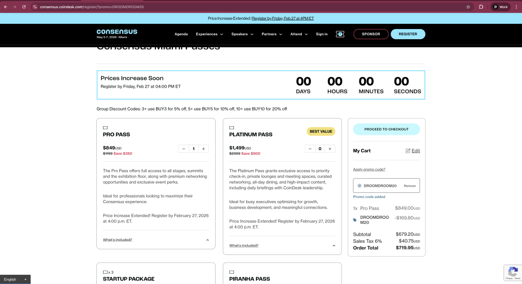 Consensus Miami Promo code
