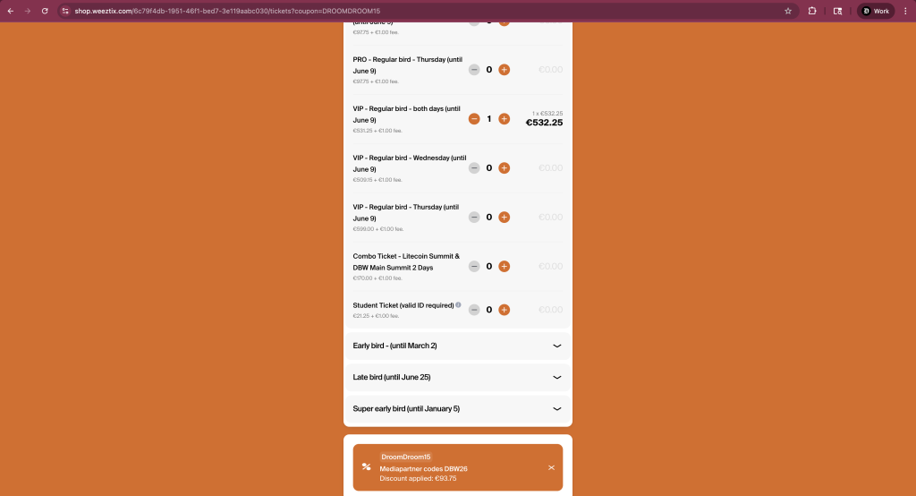 Dutch Blockchain Week Promo Code: DROOMDROOM15