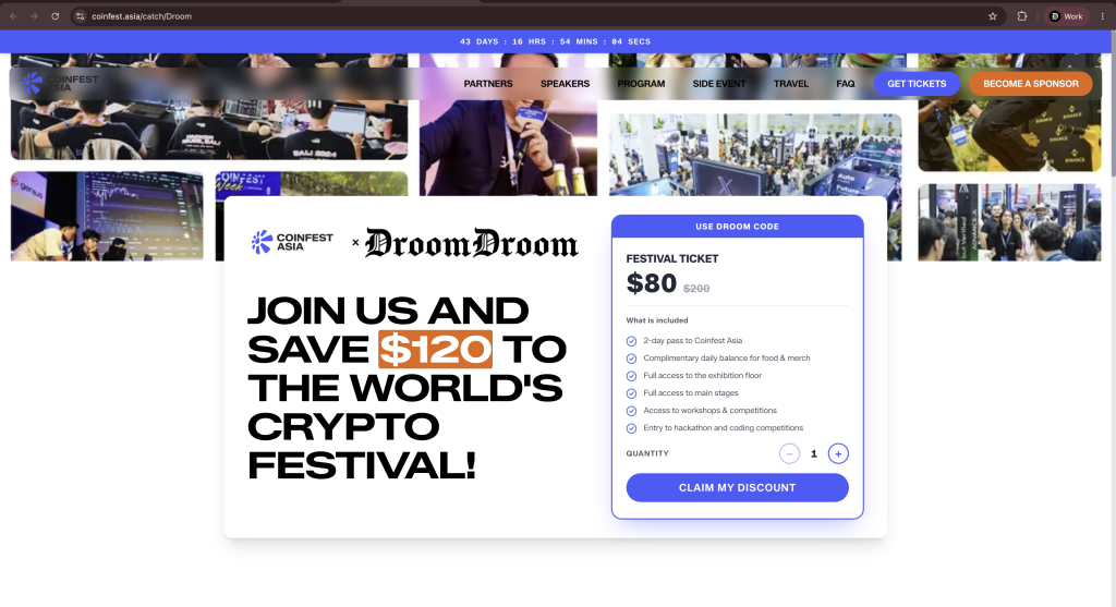 Coinfest Asia Promo Code: M20DROOM [20% OFF]
