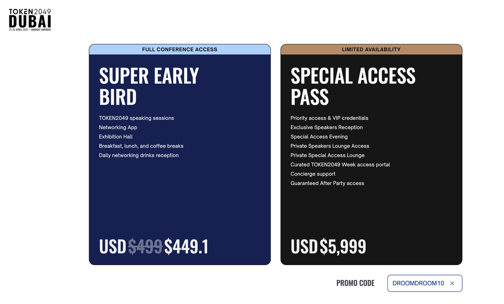 Promo Code for TOKEN2049: DROOMDROOM10 [10% OFF]